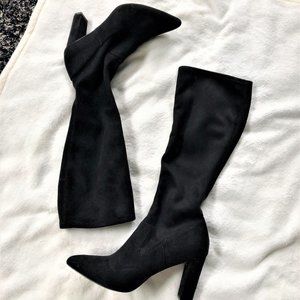 Adrienne Vittadini Solid Black Suede Boot